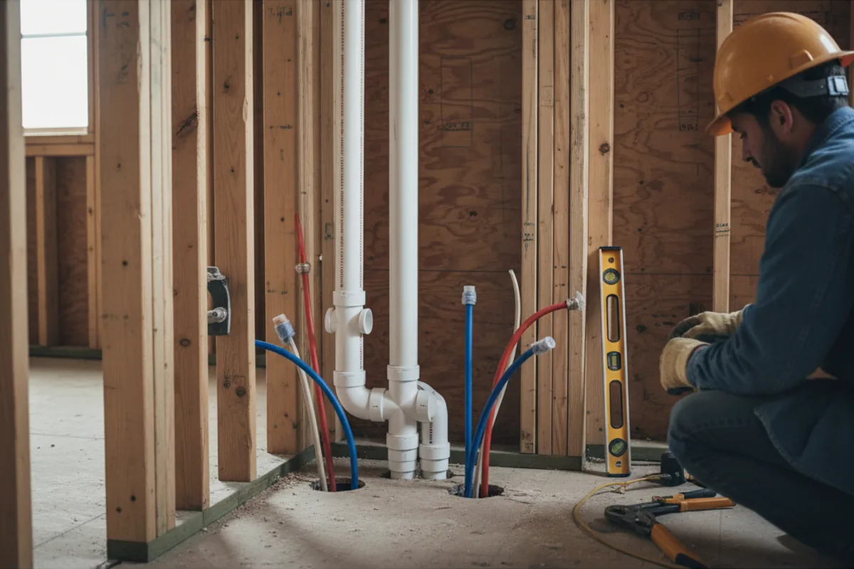 Drain and supply rough-in during Drain Cleaning in Maybee