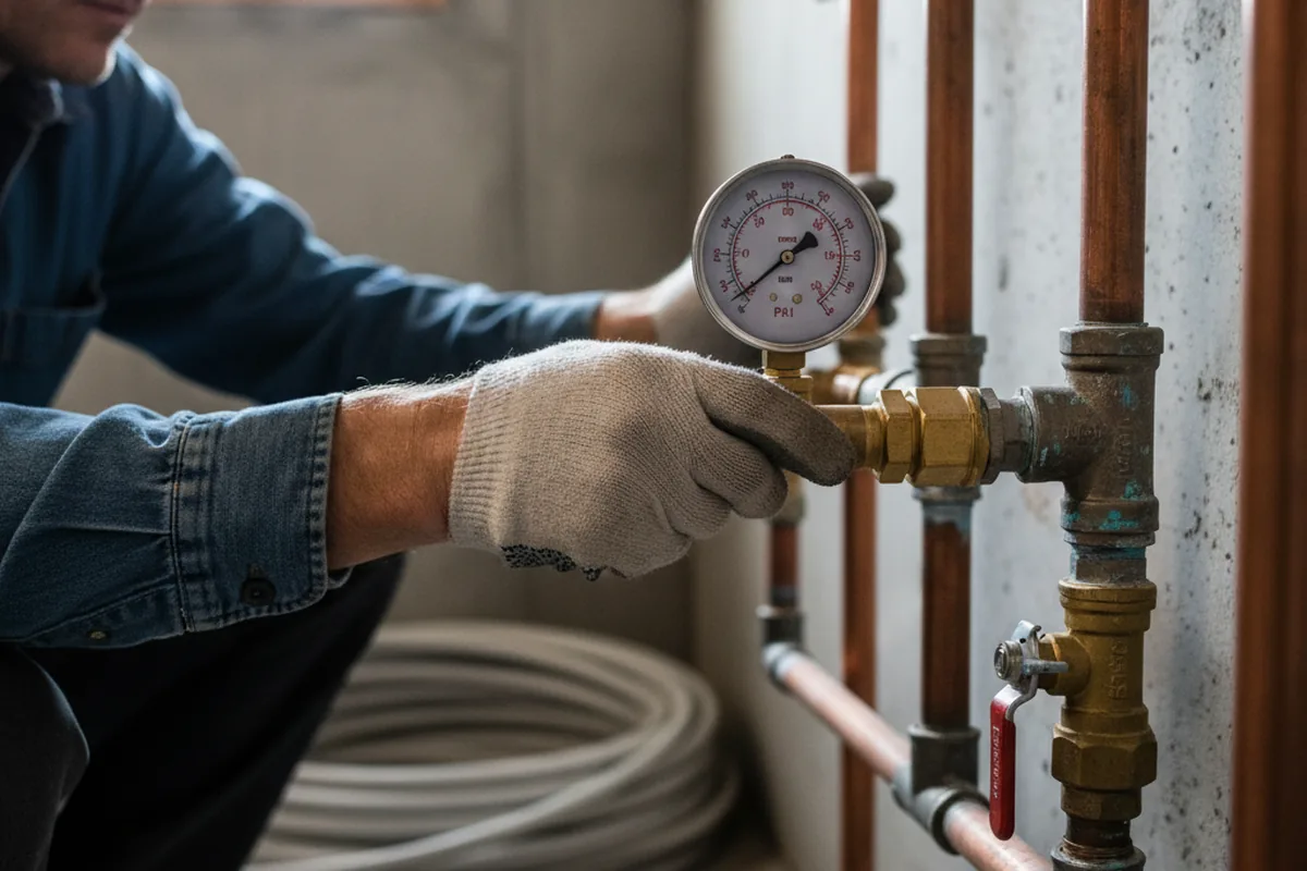 Pressure testing a repaired line during Water Line Repair in Maybee